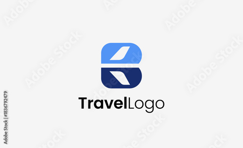 Travel Logo Airplane icon and Letter B, Travel agency illustration modern and minimalist concept.