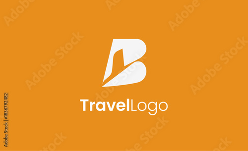 Travel Logo Airplane icon and Letter B, Travel agency illustration modern and minimalist concept.