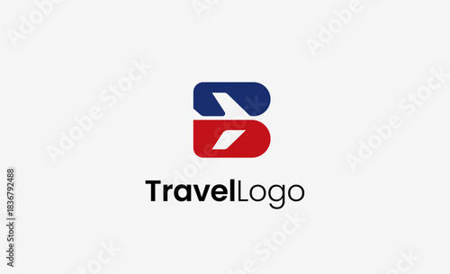 Travel Logo Airplane icon and Letter B, Travel agency illustration modern and minimalist concept.