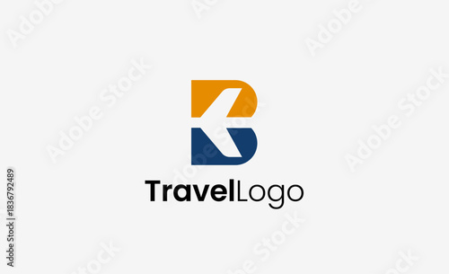 Travel Logo Airplane icon and Letter B, Travel agency illustration modern and minimalist concept.