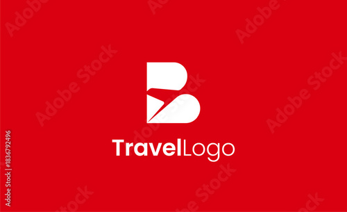 Travel Logo Airplane icon and Letter B, Travel agency illustration modern and minimalist concept.