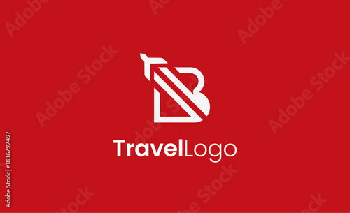 Travel Logo Airplane icon and Letter B, Travel agency illustration modern and minimalist concept.