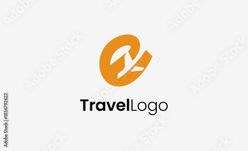 Travel Logo Airplane icon and Letter E, Travel agency illustration modern and minimalist concept.