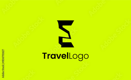 Travel Logo Airplane icon and Letter E, Travel agency illustration modern and minimalist concept.