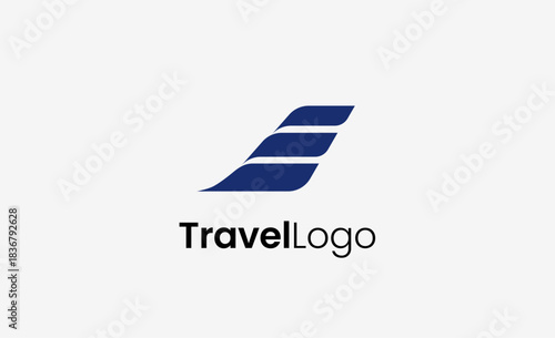 Travel Logo Airplane icon and Letter E, Travel agency illustration modern and minimalist concept.