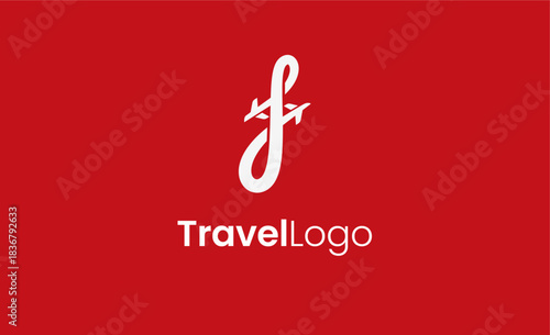 Travel Logo Airplane icon and Letter F, Travel agency illustration modern and minimalist concept.