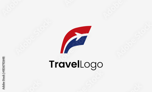 Travel Logo Airplane icon and Letter F, Travel agency illustration modern and minimalist concept.