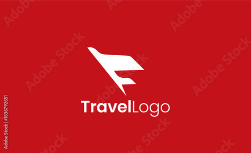 Travel Logo Airplane icon and Letter F, Travel agency illustration modern and minimalist concept.