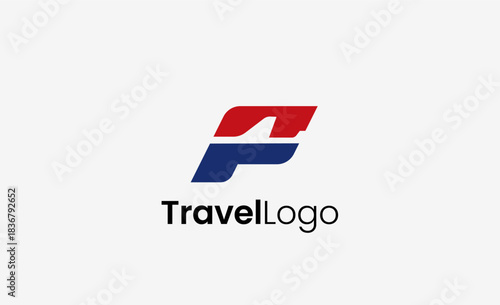 Travel Logo Airplane icon and Letter F, Travel agency illustration modern and minimalist concept.