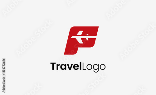Travel Logo Airplane icon and Letter F, Travel agency illustration modern and minimalist concept.
