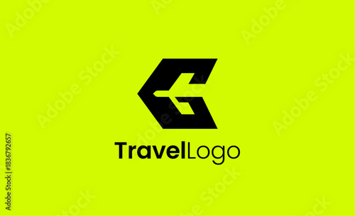Travel Logo Airplane icon and Letter G, Travel agency illustration modern and minimalist concept.