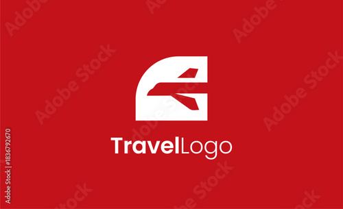 Travel Logo Airplane icon and Letter G, Travel agency illustration modern and minimalist concept.