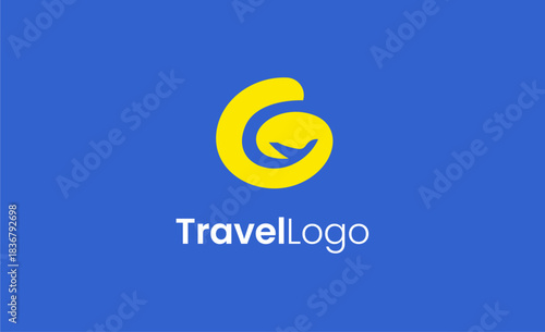 Travel Logo Airplane icon and Letter G, Travel agency illustration modern and minimalist concept.