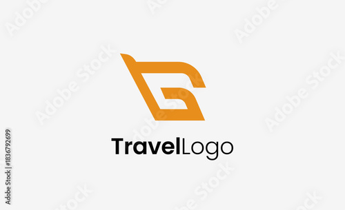 Travel Logo Airplane icon and Letter G, Travel agency illustration modern and minimalist concept.