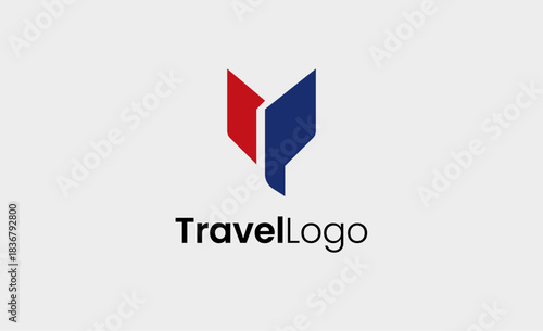 Travel Logo Airplane icon and Letter M, Travel agency illustration modern and minimalist concept.