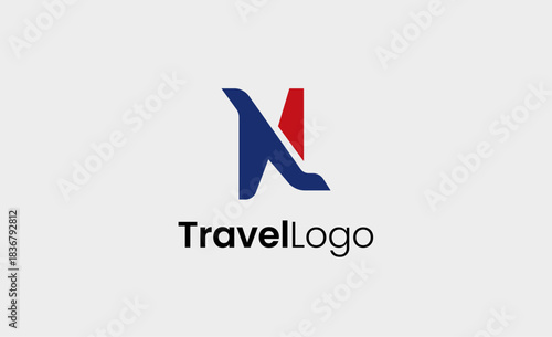 Travel Logo Airplane icon and Letter N, Travel agency illustration modern and minimalist concept.
