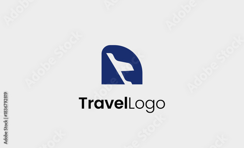 Travel Logo Airplane icon and Letter N, Travel agency illustration modern and minimalist concept.