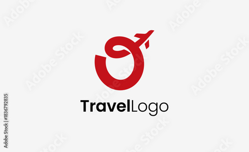 Travel Logo Airplane icon and Letter O, Travel agency illustration modern and minimalist concept.
