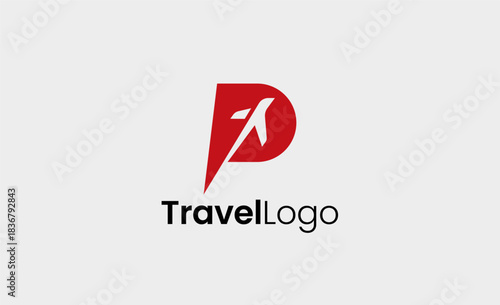 Travel Logo Airplane icon and Letter P, Travel agency illustration modern and minimalist concept.