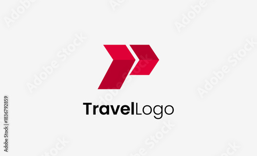 Travel Logo Airplane icon and Letter P, Travel agency illustration modern and minimalist concept.