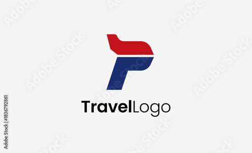 Travel Logo Airplane icon and Letter P, Travel agency illustration modern and minimalist concept.