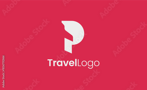 Travel Logo Airplane icon and Letter P, Travel agency illustration modern and minimalist concept.