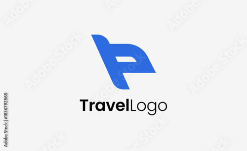 Travel Logo Airplane icon and Letter P, Travel agency illustration modern and minimalist concept.