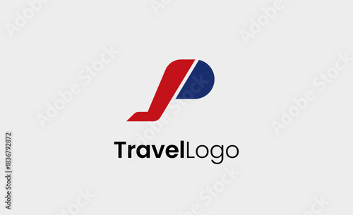 Travel Logo Airplane icon and Letter P, Travel agency illustration modern and minimalist concept.