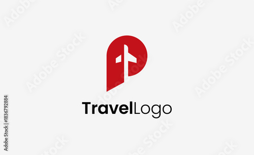 Travel Logo Airplane icon and Letter P, Travel agency illustration modern and minimalist concept.