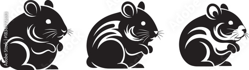 Cute Tribal Hamster Rodent Silhouette Vector Set