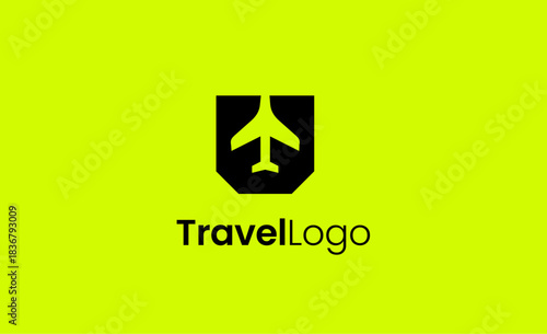 Travel Logo Airplane icon and Letter U, Travel agency illustration modern and minimalist concept.