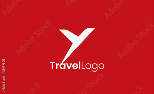 Travel Logo Airplane icon and Letter Y, Travel agency illustration modern and minimalist concept.