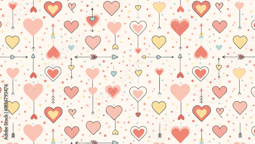 Bright floral Hearts paper Valentines day art background wallpaper for Love gift package