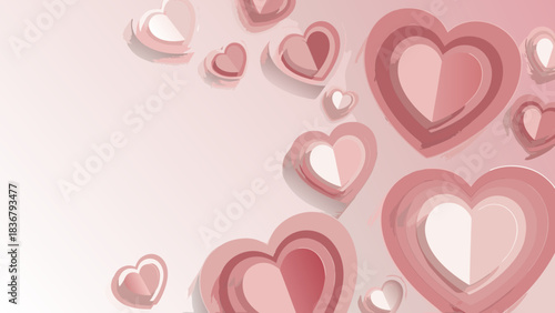 Bright floral Hearts paper Valentines day art background wallpaper for Love gift package