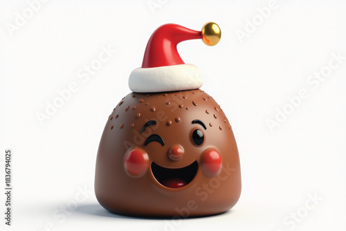 Cute Cartoon Chocolate Christmas Egg with Santa Hat