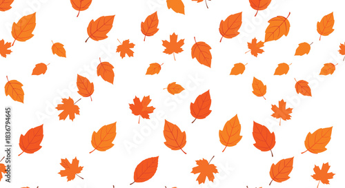 Autumn Leaves Vector Illustration Featuring Red and Orange Foliage with Maple and Oval Shapes for Seasonal Decor and Nature-Themed Designs