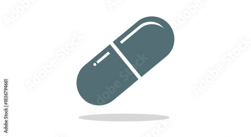 A single teal capsule with a white dividing line symbolizing medication.