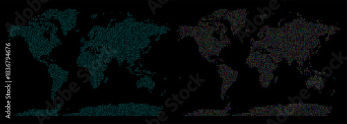 World map with colourful star flower shape dotted pattern. World map design with tar shape dotted pattern vector infographic design. Continents and country with a multicolour star shape dotted effect