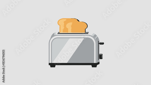 Modern Toaster with Golden Brown Slices of Bread Popping Out Vector Graphic
