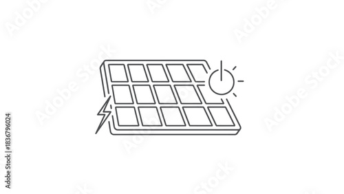 Solar panel generating clean energy icon, representing sustainable electricity and renewable power technology