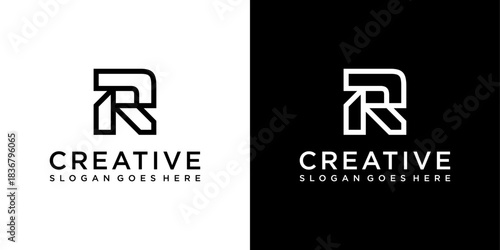 R or RR initial letter logo design vector concept