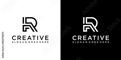 R or RR initial letter logo design vector concept