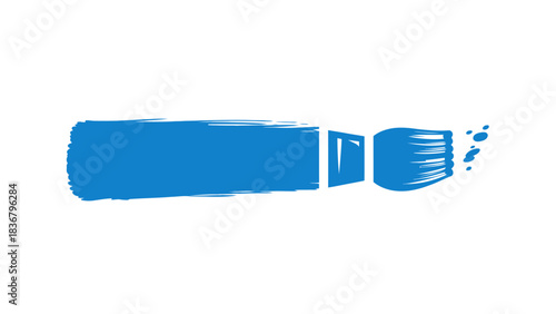 Vibrant blue paint tube squeezing out a dynamic brushstroke, artistic vector illustration for creative projects and art concepts