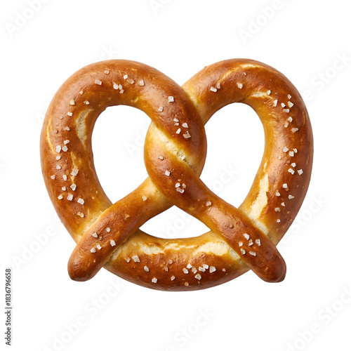 Soft Pretzel Twisted Snack with Sea Salt on White Background