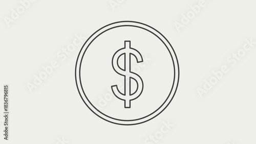 Simple outlined dollar currency sign icon. Financial symbol for money, payment, and business concepts. Vector graphic element.