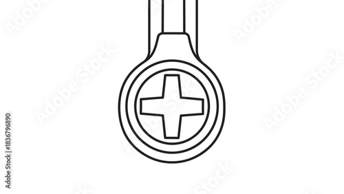 Line art illustration of a Phillips head screw with screwdriver bit engaged, depicting a common fastening hardware component
