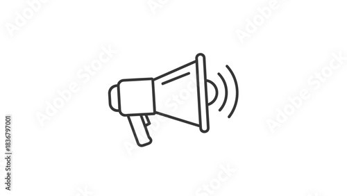 Megaphone line icon. Speaker outline vector. Announcement symbol for marketing, promotion, and public communication.