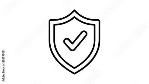 Free Download Security shield with checkmark icon. Verified protection, safety, guarantee, and approval symbol. Line art vector illustration. - GFXLoad
