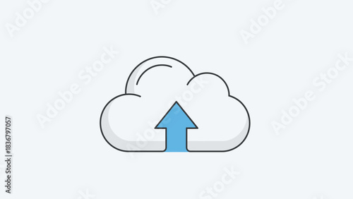 Cloud upload icon for data transfer and online storage. Digital network server and internet service symbol.
