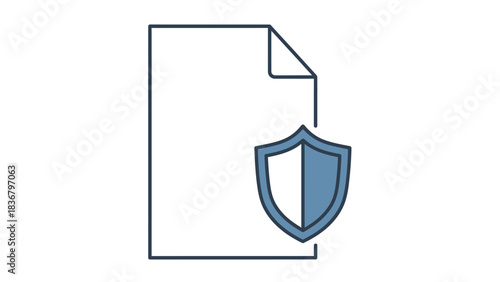 Digital document security icon. Secure file protection symbol with a shield for data privacy and confidential information.